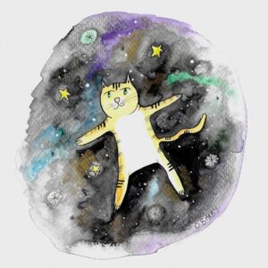 Watercolour painting - 'Cats in Space' with Orla Barry | Age 6-12 | 3pm 7th June 2025